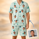 Man wearing Men's Manta Motion Custom Face Shirt & Shorts Set — custom faces printed all-over
