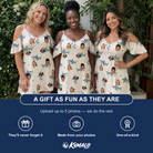 Friends in matching Women's Pocket Sharks Custom Face Off-Shoulder Dress — a group gift photo