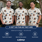 Friends in matching Men's Pocket Sharks Custom Face Polo Shirt — a group gift photo