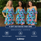 Friends in matching Women's Pastel Pontoons Custom Face Off-Shoulder Dress — a group gift photo