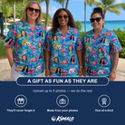 Friends in matching Women's Pastel Pontoons Custom Face Hawaiian Shirt — a group gift photo