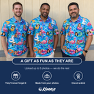 Friends in matching Men's Pastel Pontoons Custom Face Polo Shirt — a group gift photo