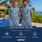 Friends in matching Men's Pastel Pontoons Custom Face Shirt & Shorts Set — a group gift photo