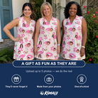 Friends in matching Women's Buoyant Botanica Custom Face V-Neck Dress — a group gift photo