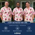 Friends in matching Men's Buoyant Botanica Custom Face Polo Shirt — a group gift photo
