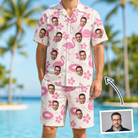 Man wearing Men's Buoyant Botanica Custom Face Shirt & Shorts Set — custom faces printed all-over