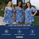 Friends in matching Women's Plume Parade Custom Face Off-Shoulder Dress — a group gift photo