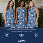 Friends in matching Women's Plume Parade Custom Face V-Neck Dress — a group gift photo