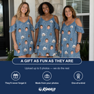 Friends in matching Women's Magenta Mingle Custom Face Off-Shoulder Dress — a group gift photo