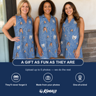 Friends in matching Women's Magenta Mingle Custom Face V-Neck Dress — a group gift photo
