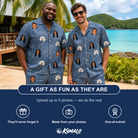 Friends in matching Men's Magenta Mingle Custom Face Shirt & Shorts Set — a group gift photo