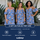 Friends in matching Women's Flamingo Fever Custom Face Off-Shoulder Dress — a group gift photo