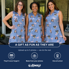 Friends in matching Women's Flamingo Fever Custom Face V-Neck Dress — a group gift photo