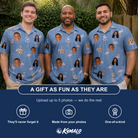 Friends in matching Men's Flamingo Fever Custom Face Polo Shirt — a group gift photo