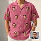 Man wearing Men's Beakside Belles Custom Face Hawaiian Shirt — custom faces printed all-over