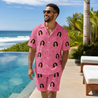 Real-life photo of someone wearing Men's Beakside Belles Custom Face Shirt & Shorts Set — custom faces printed all-over