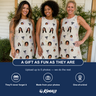 Friends in matching Women's Vanda Vogue Custom Face Tank Dress — a group gift photo