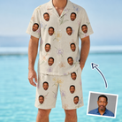 Man wearing Men's Vanda Vogue Custom Face Shirt & Shorts Set — custom faces printed all-over