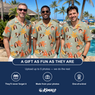 Friends in matching Men's Corolla Carnival Custom Face Hawaiian Shirt — a group gift photo
