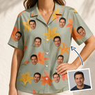 Woman wearing Women's Corolla Carnival Custom Face Hawaiian Shirt — custom faces printed all-over