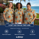 Friends in matching Women's Corolla Carnival Custom Face Hawaiian Shirt — a group gift photo
