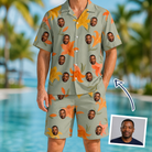 Man wearing Men's Corolla Carnival Custom Face Shirt & Shorts Set — custom faces printed all-over