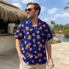 Real-life photo of someone wearing Men's Arum Around Custom Face Hawaiian Shirt — custom faces printed all-over