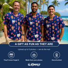 Friends in matching Men's Arum Around Custom Face Hawaiian Shirt — a group gift photo