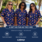 Friends in matching Women's Arum Around Custom Face Hawaiian Shirt — a group gift photo