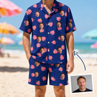 Man wearing Men's Arum Around Custom Face Shirt & Shorts Set — custom faces printed all-over
