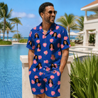 Real-life photo of someone wearing Men's Arum Around Custom Face Shirt & Shorts Set — custom faces printed all-over