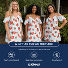 Friends in matching Women's Heartleaf Heat Custom Face Off-Shoulder Dress — a group gift photo