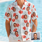 Man wearing Men's Heartleaf Heat Custom Face Hawaiian Shirt — custom faces printed all-over