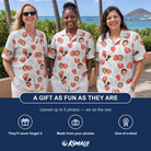 Friends in matching Women's Heartleaf Heat Custom Face Hawaiian Shirt — a group gift photo