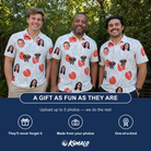 Friends in matching Men's Heartleaf Heat Custom Face Polo Shirt — a group gift photo