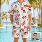 Man wearing Men's Heartleaf Heat Custom Face Shirt & Shorts Set — custom faces printed all-over