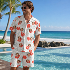 Real-life photo of someone wearing Men's Heartleaf Heat Custom Face Shirt & Shorts Set — custom faces printed all-over