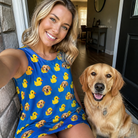 Selfie with the pet whose face is printed all over this Women's Bark Bath Custom Dog Face Tank Dress