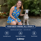 Friends in matching Women's Bark Bath Custom Dog Face V-Neck Dress — a group gift photo