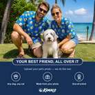 Friends in matching Men's Bark Bath Custom Dog Face Hawaiian Shirt — a group gift photo