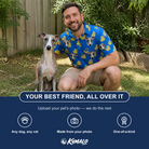 Friends in matching Men's Bark Bath Custom Dog Face Polo Shirt — a group gift photo