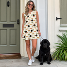 Full-length photo with the pet printed all over this Women's Snout Sweets Custom Dog Face Tank Dress