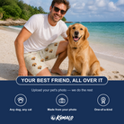 Friends in matching Men's Rally Retrievers Custom Dog Face Beach Shorts — a group gift photo