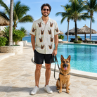 Full-length photo with the pet printed all over this Men's Rally Retrievers Custom Dog Face Hawaiian Shirt