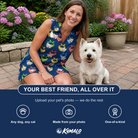 Friends in matching Women's Pawsome Paisley Custom Dog Face V-Neck Dress — a group gift photo