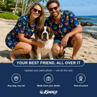 Friends in matching Men's Pawsome Paisley Custom Dog Face Hawaiian Shirt — a group gift photo