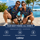 Friends in matching Women's Pawsome Paisley Custom Dog Face Hawaiian Shirt — a group gift photo
