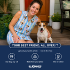 Friends in matching Women's Paisley Pooches Custom Dog Face V-Neck Dress — a group gift photo