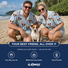 Friends in matching Men's Paisley Pooches Custom Dog Face Hawaiian Shirt — a group gift photo