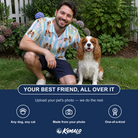 Friends in matching Men's Paisley Pooches Custom Dog Face Polo Shirt — a group gift photo
